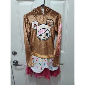 Tokidoki Donutella Costume Dress Has Sprinkles & Hood Donut Ears Girls Size L